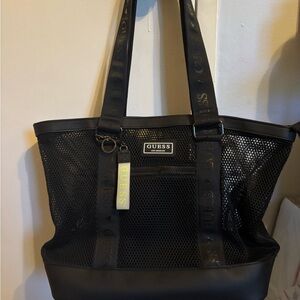 Guess Black Perforated Mesh Tote